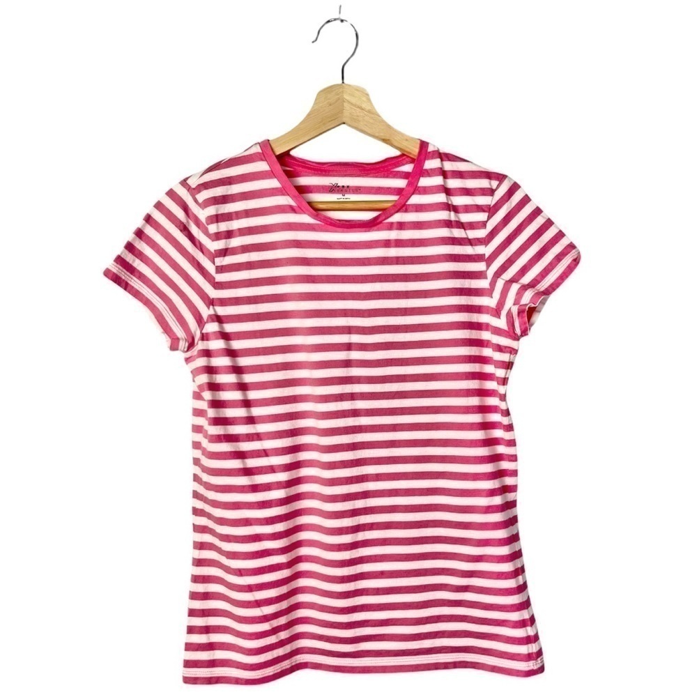 RBX Pink & White Stripe Athletic Crew Neck T-Shirt‎ M